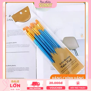 Bộ 10 Cọ Vẽ Màu Nước, Sơn Dầu Chuyên Nghiệp – Đầu Sợi Nylon, Tay Cầm Gỗ