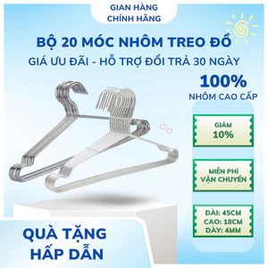 Bộ 10 móc áo nhôm người lớn 4kg dày 4mm dài 44cm cao 18cm.