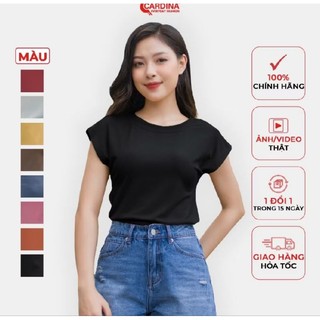 Áo thun nữ CARDINA chất tăm lạnh cổ tròn vai chờm co giãn dáng basic 5AFC28