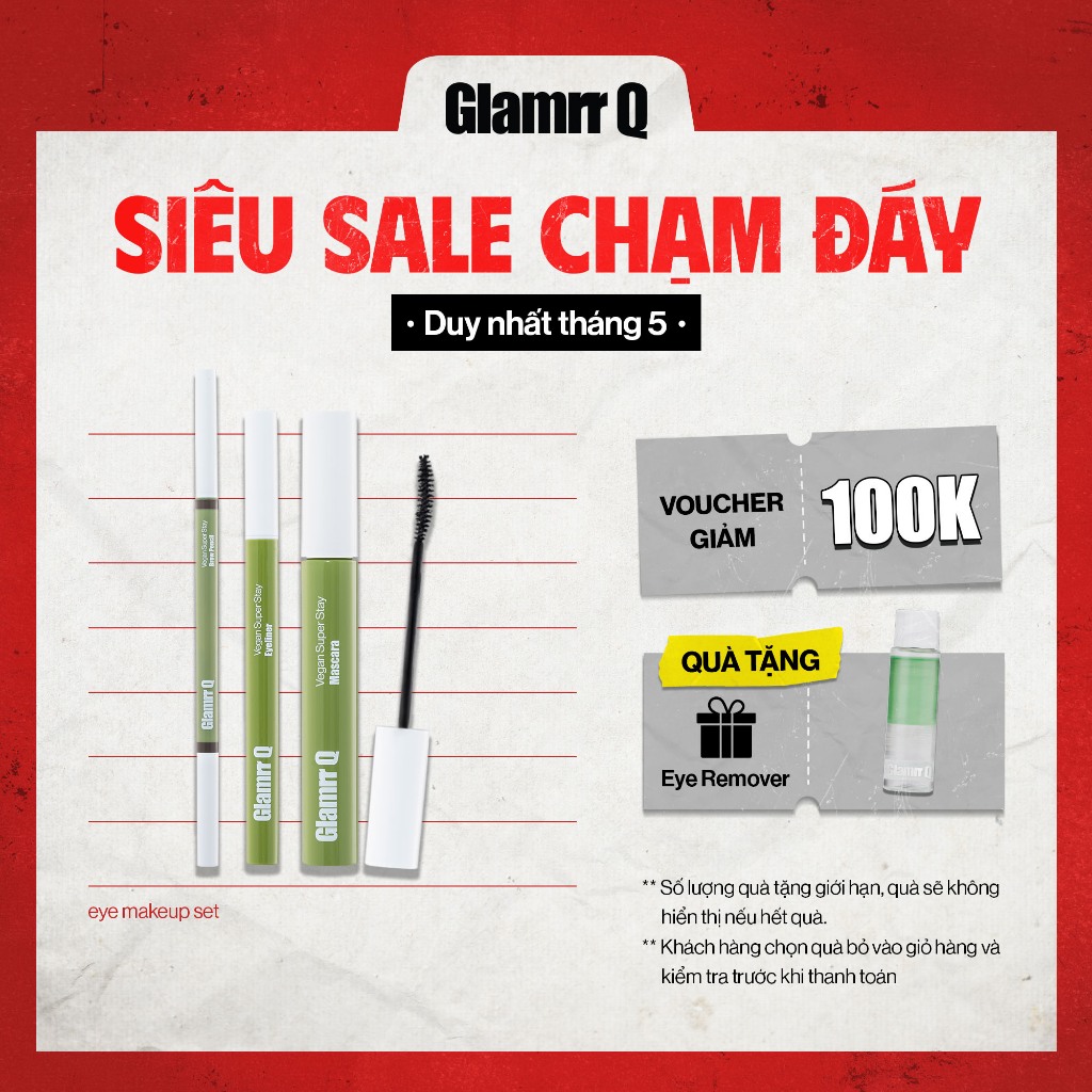 Ảnh Bộ 3 Trang Điểm Mắt Glamrr Q Chống Nước Thuần Chay (Mascara, Eyeliner, Eye Brow) 1