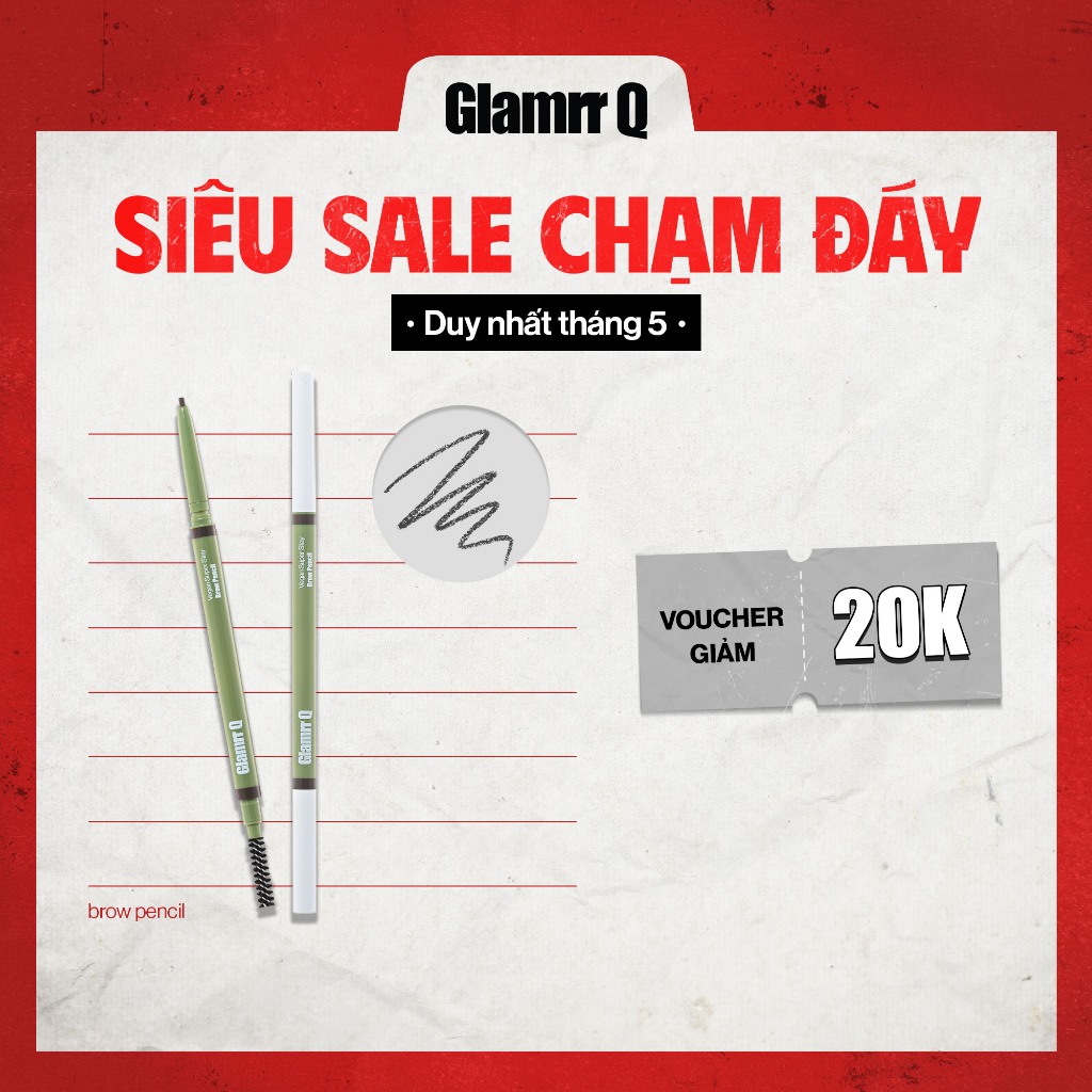 Ảnh Chì Kẻ Mày Glamrr Q Bền Màu Thuần Chay VEGAN SUPER STAY BROW PENCIL (0.08g) 1