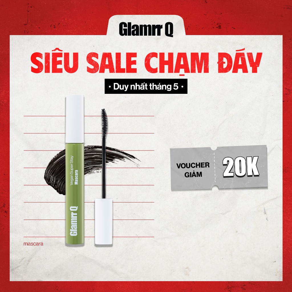 Ảnh Mascara Glamrr Q Dày Cong Chống Nước Thuần Chay VEGAN SUPER STAY MASCARA (7g) 1