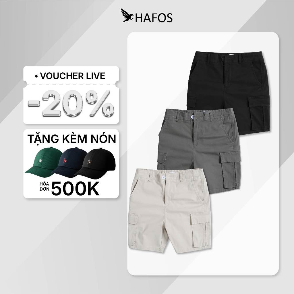 Quần Short Nam HAFOS CARGO Short vải Kaki mềm mịn, quần short nam có ...