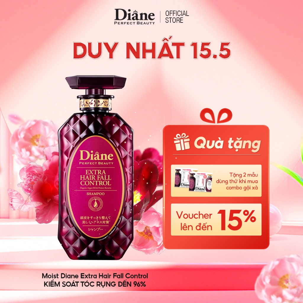 Ảnh Dầu gội giảm rụng tóc đến 96% phục hồi khô xơ chẻ ngọn gãy rụng Diane Extra Hair Fall Control 450ml 1