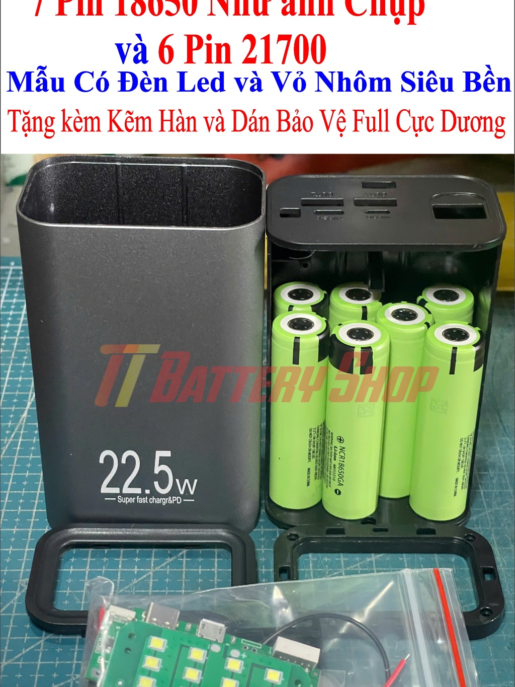 (HCM) Vỏ mạch Box sạc dự phòng sạc nhanh 22.5W trong suốt 8 sell 18650 ...