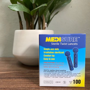 Kim lấy máu thử tiểu đường MEDISURE (Đường huyết), kim chích máu - hộp 100 cái