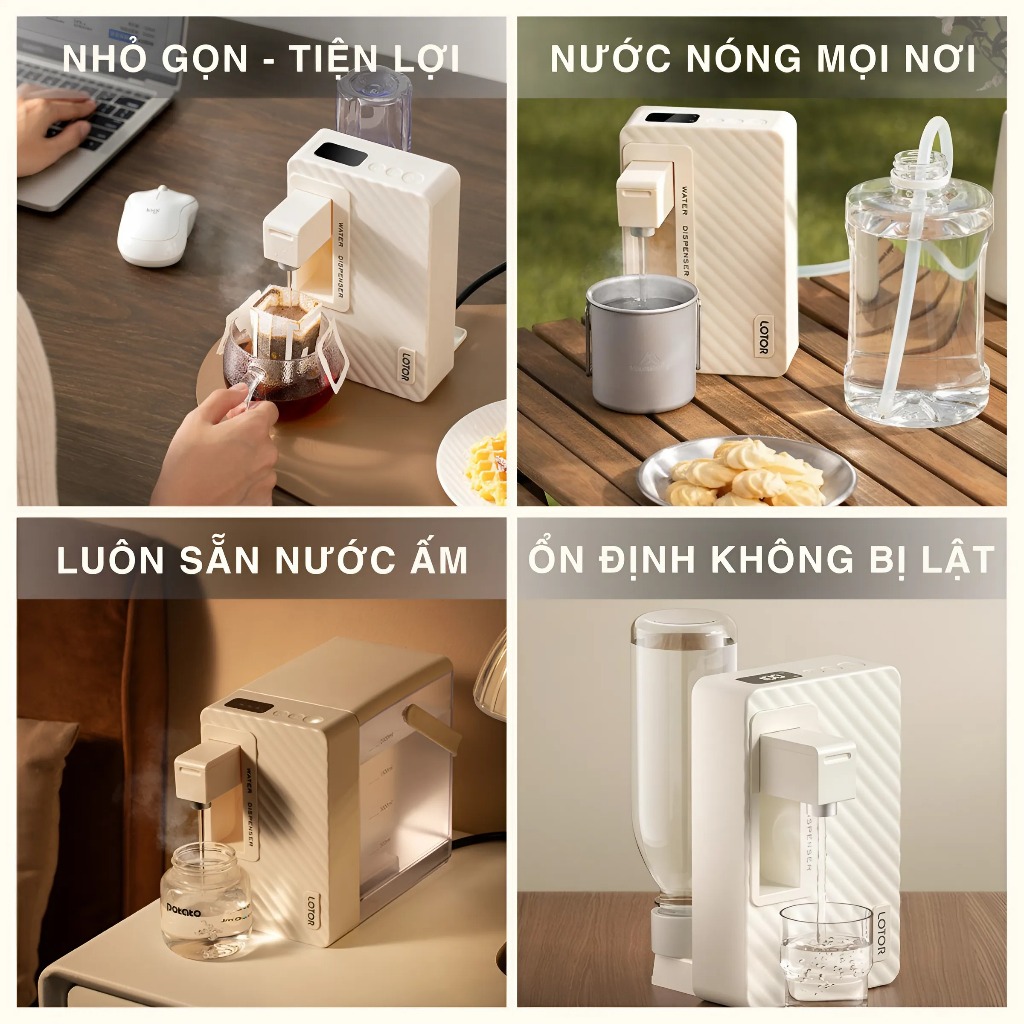 Máy nóng nước tức thời 7 chế độ nhiệt, máy nóng nước mini để bàn, bảo hành 6 tháng, nhỏ gọn tiện lợi pha sữa, pha trà