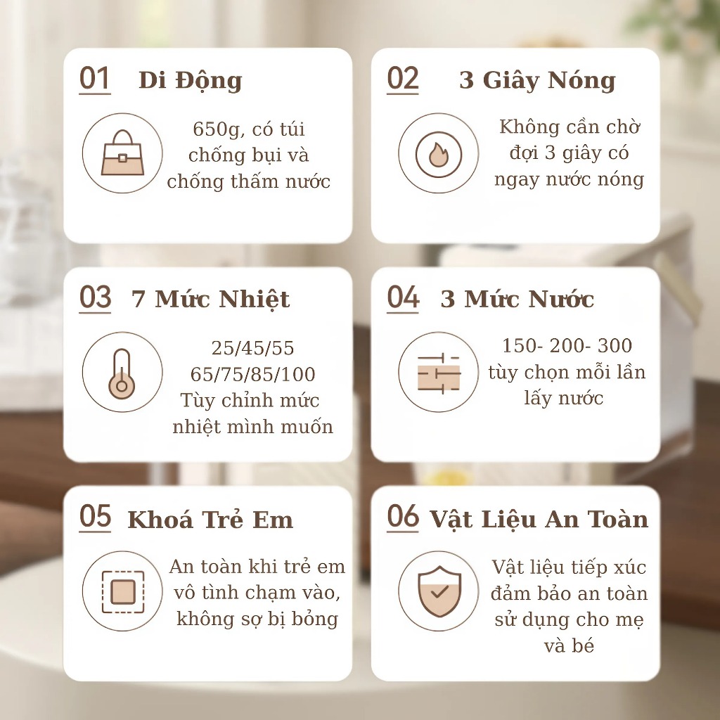 Máy nóng nước tức thời 7 chế độ nhiệt, máy nóng nước mini để bàn, bảo hành 6 tháng, nhỏ gọn tiện lợi pha sữa, pha trà