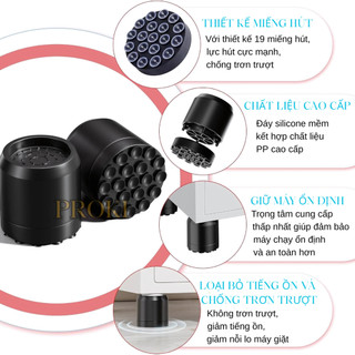 Bộ 4 Miếng Lót Đệm Chân Máy Giặt Cao Cấp PROKI Tăng Chiều Cao, Giảm Tiếng Ồn, Dễ Dàng Vệ Sinh