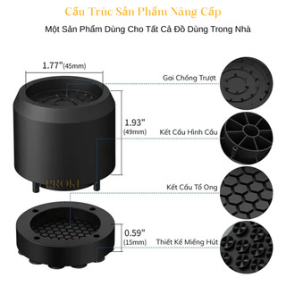 Bộ 4 Miếng Lót Đệm Chân Máy Giặt Cao Cấp PROKI Tăng Chiều Cao, Giảm Tiếng Ồn, Dễ Dàng Vệ Sinh