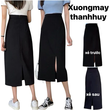 Chân Váy Dài, Chân Váy Midi bigsize 2 Dáng Xẻ Trước- Xẻ Sau trẻ trung