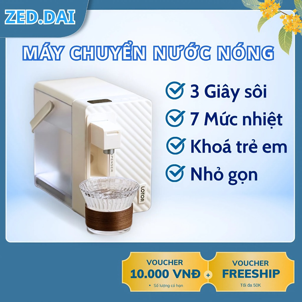 Máy Nóng Nước Tức Thời 7 Chế Độ Nhiệt, Làm Nóng Nhanh 3 Giây, Pha Sữa Trà, An Toàn, Nhỏ Gọn Tiện Lợi