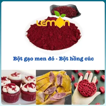 [GÓI 1Kg] Bột gạo men đỏ/ Bột hồng cúc (Red Yeast Rice) tạo màu cho gà ủ muối, lạp xưởng, bánh kẹo