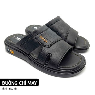 Dép Da Nam Đế Nâng 4CM IGU_M726,Dép Quai Ngang Trung Niên Nhẹ,Êm,Bền...Bảo Hành 6 Tháng.
