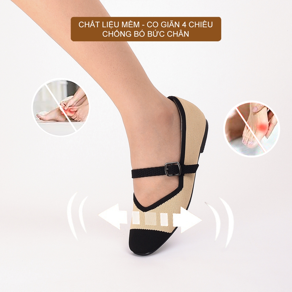 CORII - Giày Búp Bê Mũi Vuông Mary Jane Thời Trang và Thoải Mái Nhất - CR1MJS2 Kem Đen