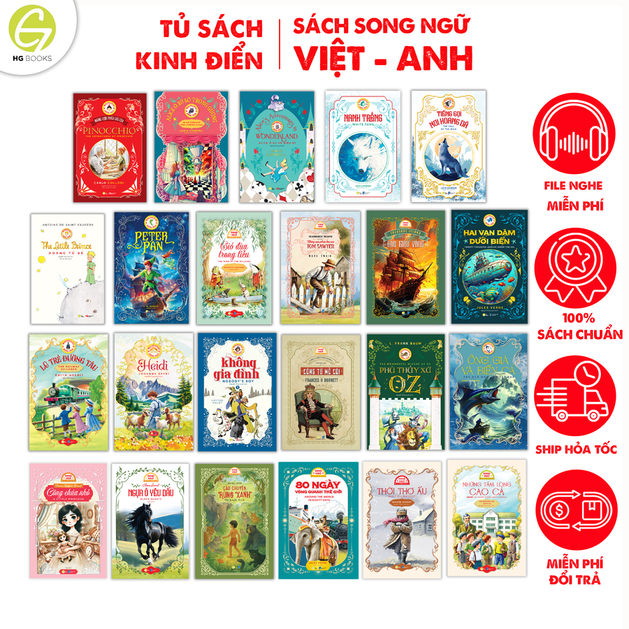 Ảnh Sách văn học kinh điển song ngữ - Sách văn học, tặng audio và note từ vựng song ngữ - HG Books 1