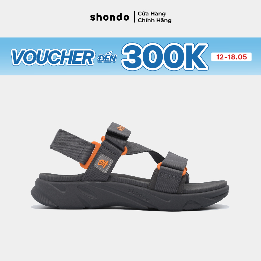Ảnh Giày Sandal Nam Nữ Shondo F8 Ver.2 Thời Trang Êm Ái Màu Xám Đậm F8M2222 1