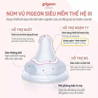 Núm ty Cổ Rộng Pigeon siêu mềm Plus thế hệ III (2 cái/vỉ)