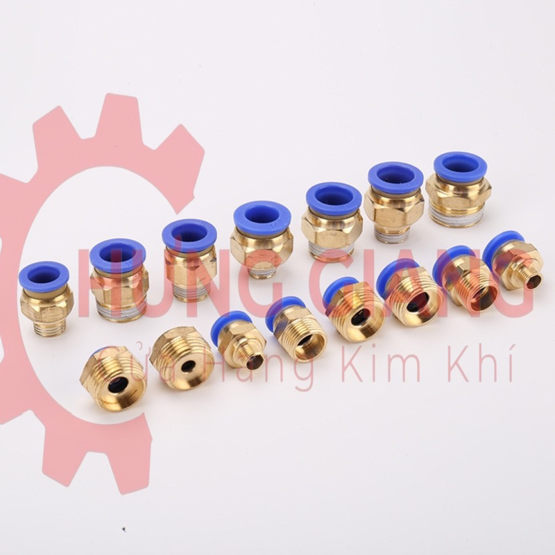10 ĐẦU NỐI PC THẲNG REN NGOÀI KHÍ NÉN, PHUN SƯƠNG ĐỦ CỠ LOẠI SỊN