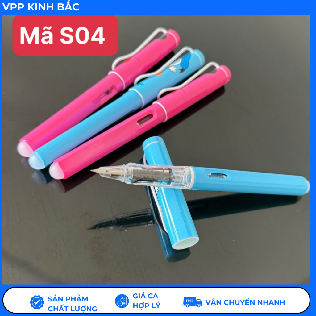 5 Bút Máy Ngòi Mài S-04 (Mới) Nét Chữ Tiêu Chuẩn 0.38mm .(Bút Sử Dụng Ống Mực +Mực Lọ).