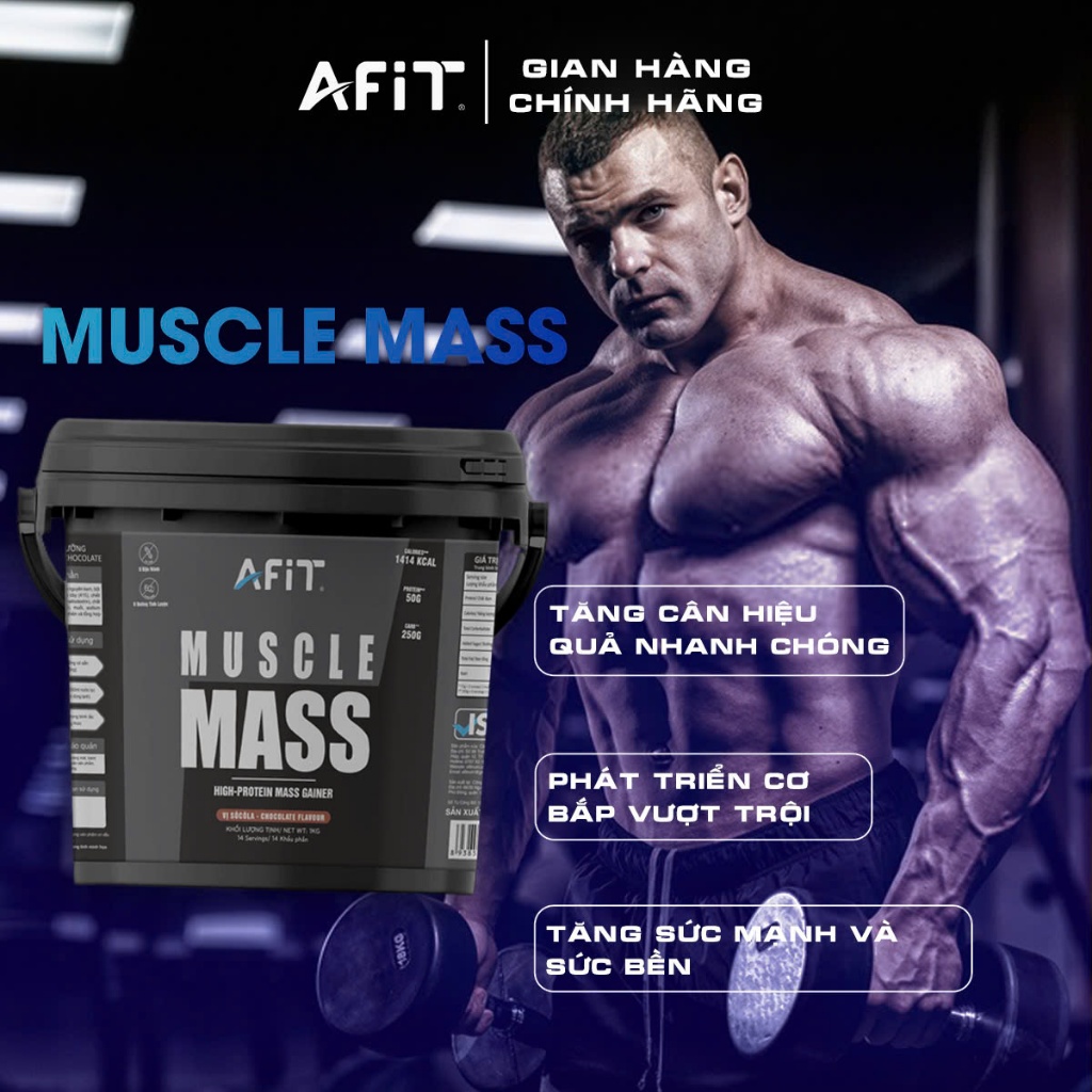 Bột Muscle Mass AFIT Bổ Sung Dinh Dưỡng Hỗ Trợ Tăng Cân Tăng Cơ Cho Người Gầy Hàng Chính Hãng