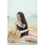 Đồ Bơi,Bikini Nữ Liền Thân Một Mảnh Đen Cổ V Viền Ren Trắng Thiết Kế