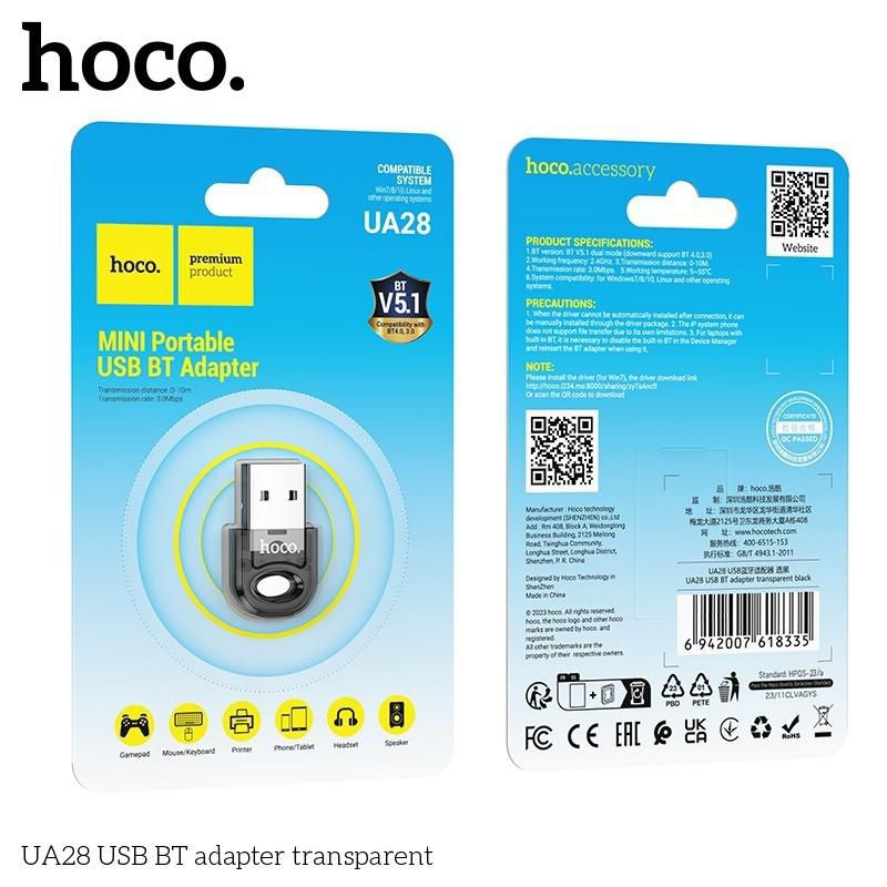 USB Bluetooth Hoco UA28 sử dụng cho máy tính, ( chú ý không dùng được cho loa )
