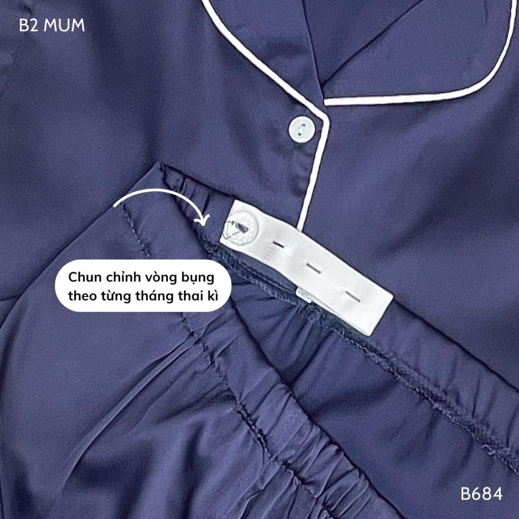 Bộ bầu pijama Chất lụa latin Pháp cao cấp mềm mại thấm hút mồ hôi B684 thiết kế by B2MUM