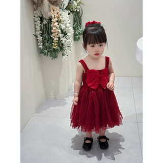 Váy hai dây thun cotton mềm mịn phong cách Hàn cho bé gái diện mùa hè xinh xắn D1123