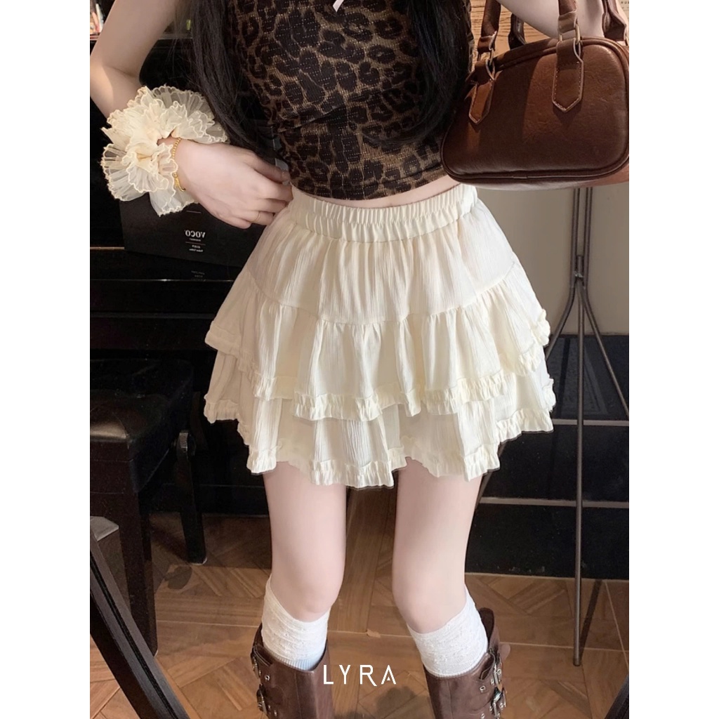 Ảnh LYRA - Chân váy ngắn 2 tầng phồng xòe phối viền ren cạp chun nhiều màu dễ phối đồ - CSYCN0220 1