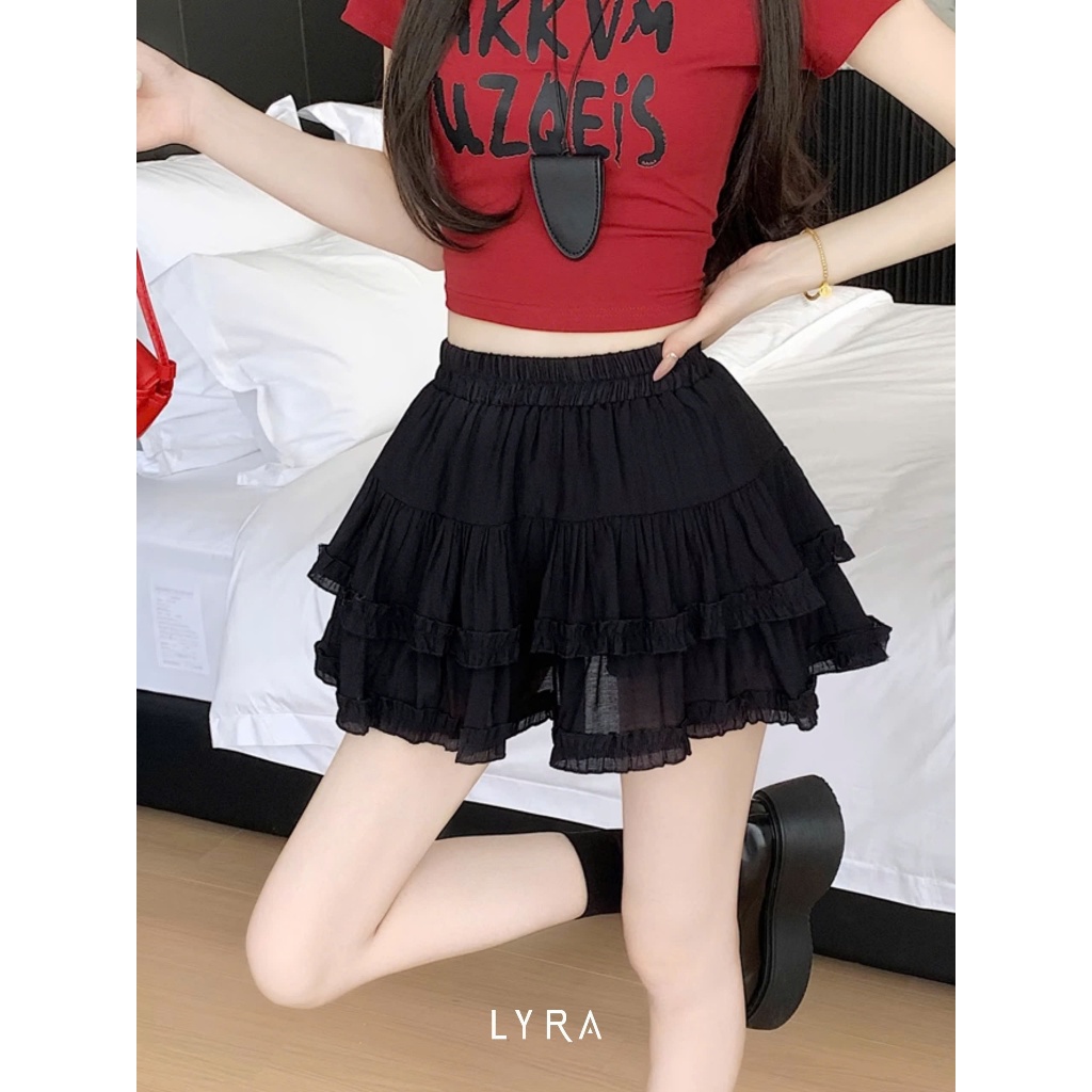 Ảnh LYRA - Chân váy ngắn 2 tầng phồng xòe phối viền ren cạp chun nhiều màu dễ phối đồ - CSYCN0220 3