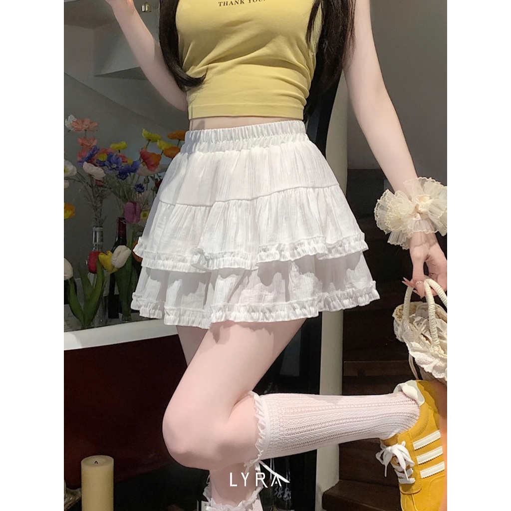 Ảnh LYRA - Chân váy ngắn 2 tầng phồng xòe phối viền ren cạp chun nhiều màu dễ phối đồ - CSYCN0220 4