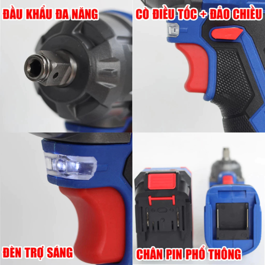 Máy Siết Bulong Pin BOSHUN BS-IW400N, 400Nm, Không Chổi Than, Đầu Bulong 2 in 1, Động Cơ Đồng