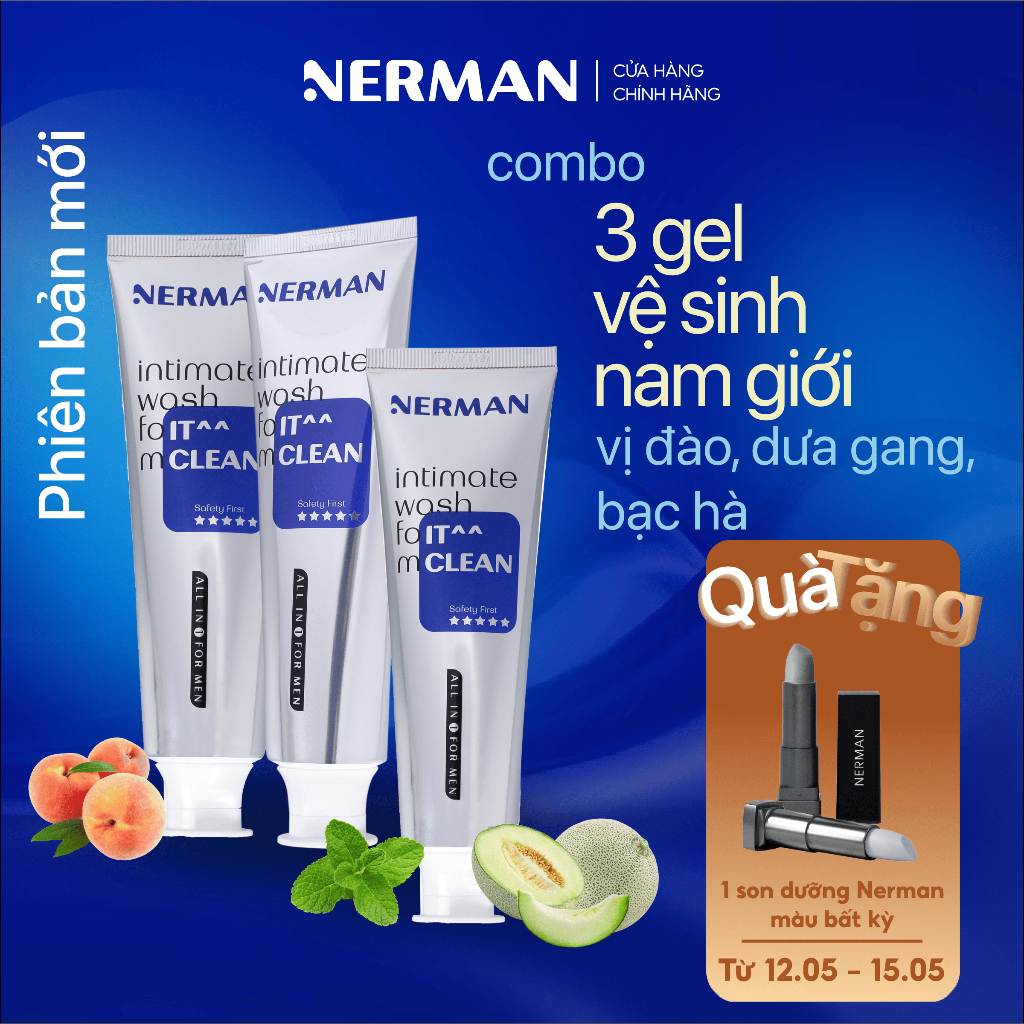 Ảnh Gel vệ sinh nam giới Nerman IT CLEAN hương vị hoa quả 100ml/chai 1