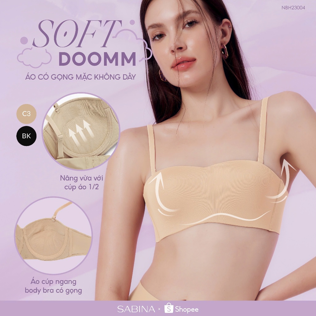 Ảnh Áo Lót Cúp Ngang Mút Vừa Có Gọng Màu Trơn Doomm Soft Doomm Body Bra By Sabina NBH23004 (TƯƠNG TỰ SBXH4013) 1