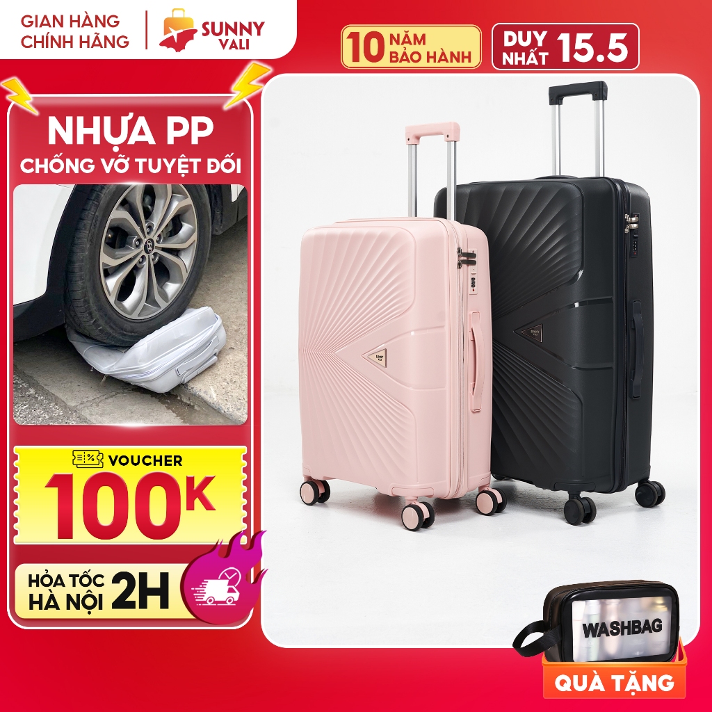 Ảnh Vali kéo du lịch SUNNY PICA nhựa PP chống vỡ tuyệt đối, vali size 28 24 20 inch xách tay, kí gửi 1