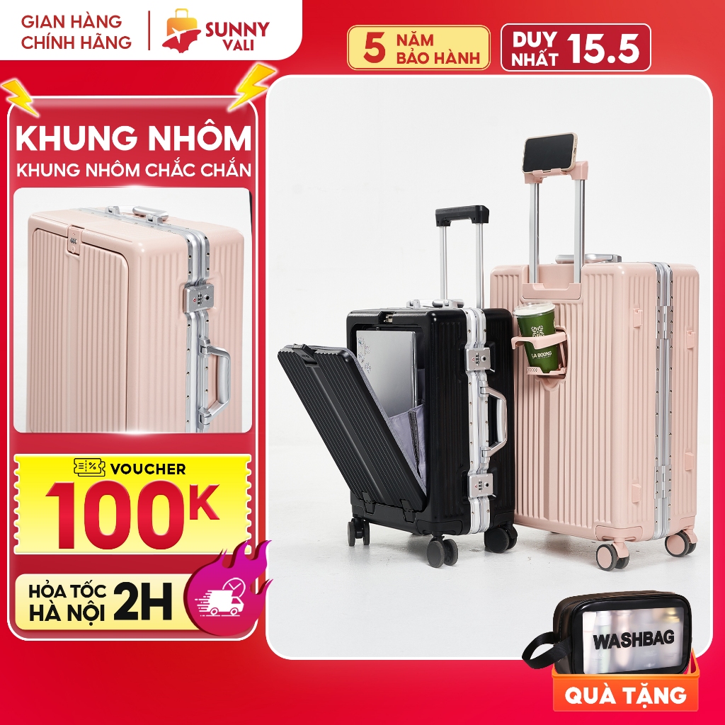 Ảnh Vali SUNNY MONTER - Vali nhựa PC + ABS  khung nhôm, khay đựng cốc, ngăn đựng laptop tiện lợi 20/24 1