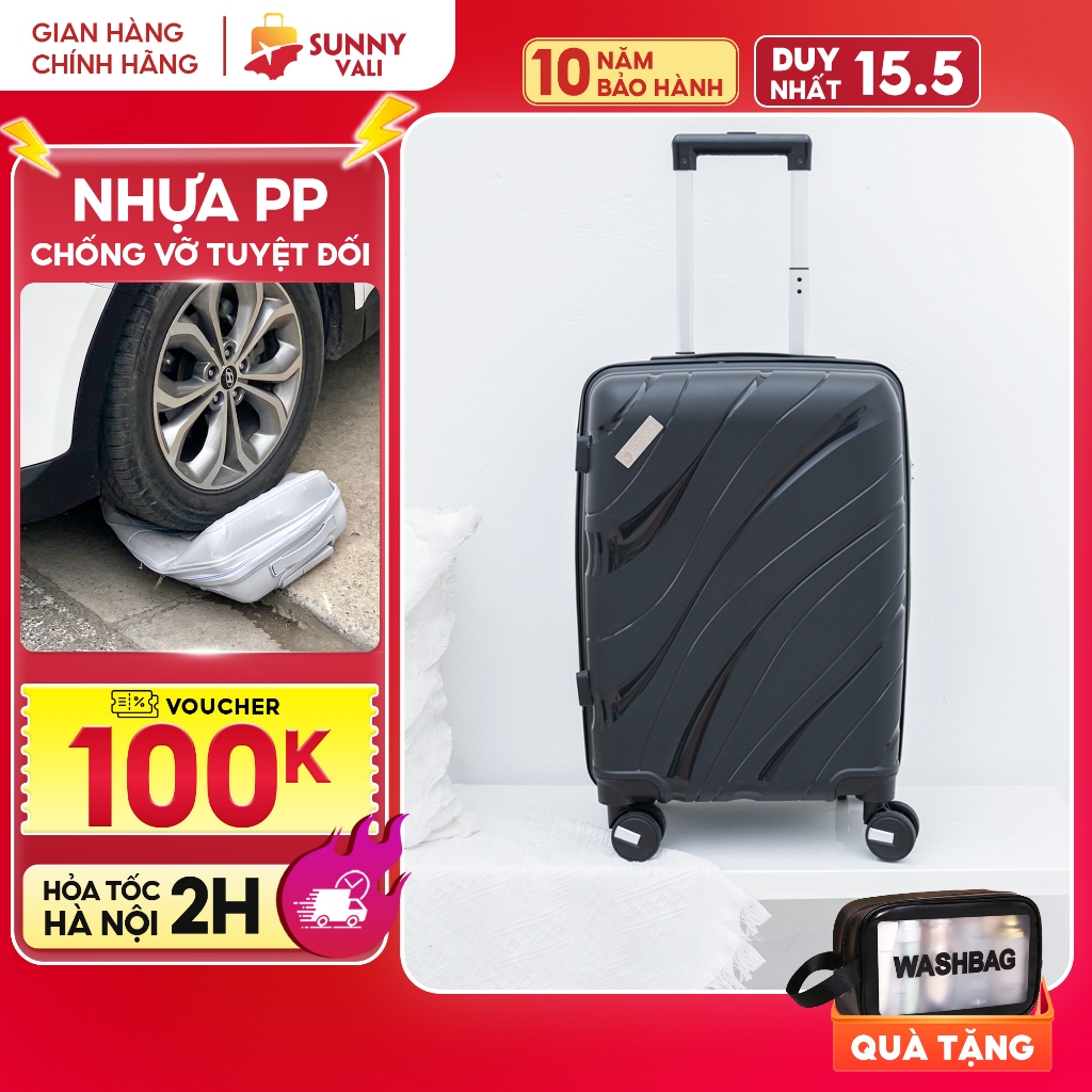 Ảnh Vali kéo SUNNY PP11 - Nhựa PP chống vỡ tuyệt đối, khóa hải quan TSA  xách tay, kí gửi (size 20-24) 1