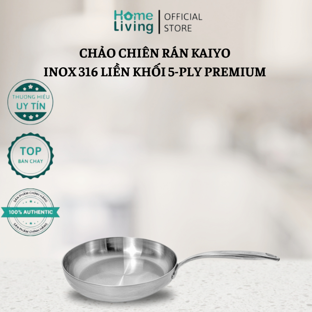 Chảo chiên rán inox 316 liền khối 5-ply Premium Kaiyo | Shopee Việt Nam