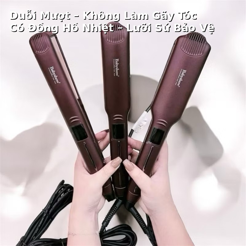[CHÍNH HÃNG] Máy Duỗi Tóc Babyshow Có Đồng Hồ Nhiệt – Bản Sứ – Bảo Vệ Tóc – Duỗi Mượt, Không Gãy Rụng