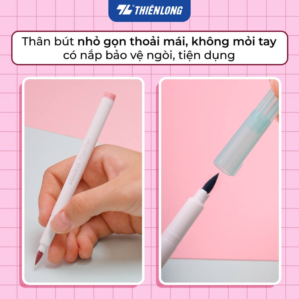 Bút lông màu Fiber Pen Thiên Long Colokit 5/12/24 màu Morandi đầu Brush - viết màu lông an toàn tiêu chuẩn Châu Âu