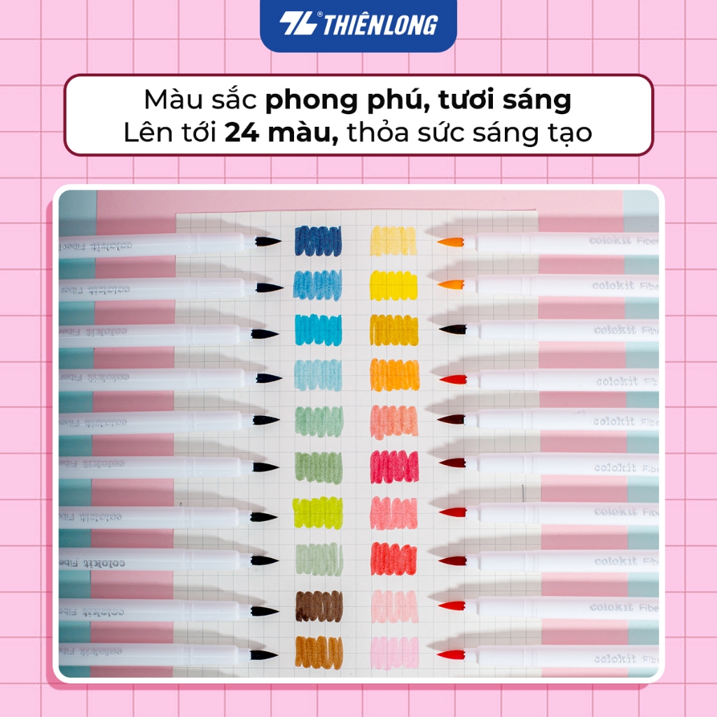Bút lông màu Fiber Pen Thiên Long Colokit 5/12/24 màu Morandi đầu Brush - viết màu lông an toàn tiêu chuẩn Châu Âu