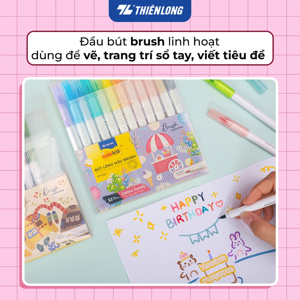 Bút lông màu Fiber Pen Thiên Long Colokit 5/12/24 màu Morandi đầu Brush - viết màu lông an toàn tiêu chuẩn Châu Âu