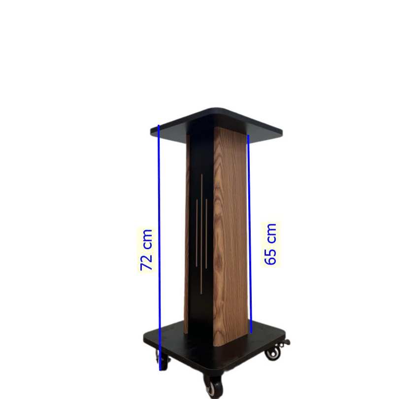 Chân loa gỗ thẳng có bánh xe di chuyển, di chuyển hay khóa bánh đều được, gỗ cao cấp, chịu tải đến hơn 60kg