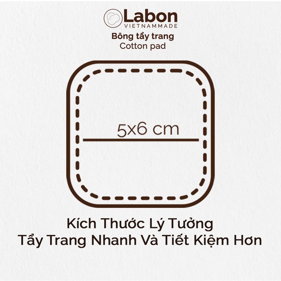 [TẶNG TÚI NỈ LABON CAO CẤP] Combo 5 gói bông tẩy trang vuông Labon sạch sâu sạch sâu, mềm mịn Cotton Pad 150 miếng/gói