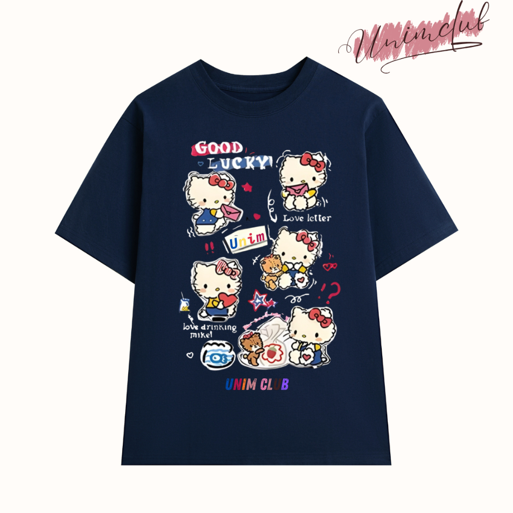 [Cotton Việt] Áo Thun Mèo Hello Kitty Unim Club Cotton Mềm Mịn Mướt Thoáng Mát Form Rộng Co Giãn 2 Chiều APK03