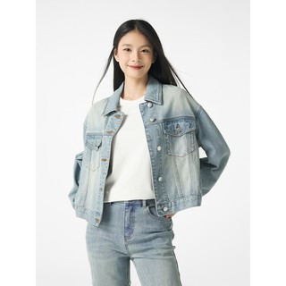 Áo Khoác Jean Bò Nữ Unisex basic form Croptop Boxy Avo Avocado cao cấp wash màu chất