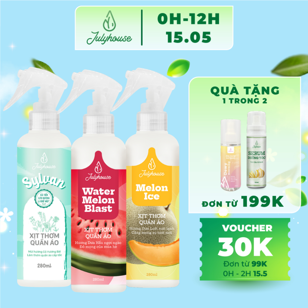 Ảnh Xịt thơm quần áo thơm mát ngày dài JULYHOUSE dung tích 20ml/280ml 1