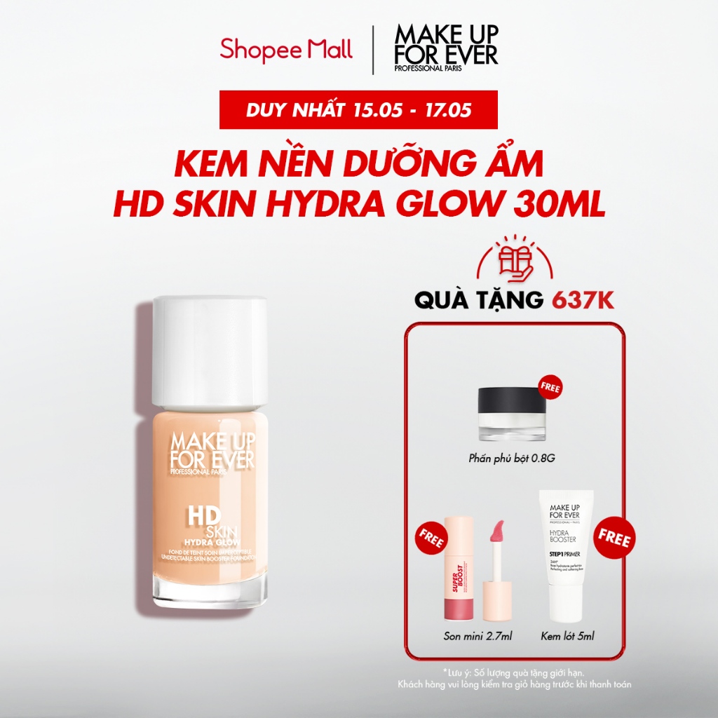 Ảnh Kem nền dưỡng ẩm và giúp da căng bóng HD SKIN HYDRAGLOW FOUNDATION 30ML - MAKE UP FOR EVER 1