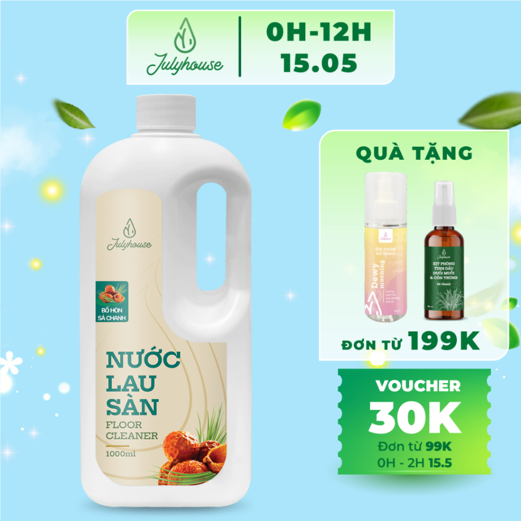 Ảnh Nước lau sàn nhà tinh dầu Sả Chanh - Bồ hòn hữu cơ an toàn cho sức khỏe cả gia đình 1